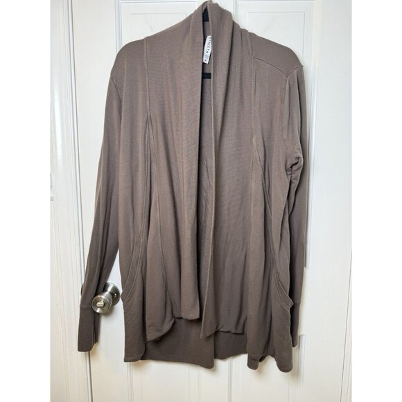 Athleta Pranayama Restore Wrap Cardigan Size M Brown Pockets Athleisure Knit - Picture 1 of 11